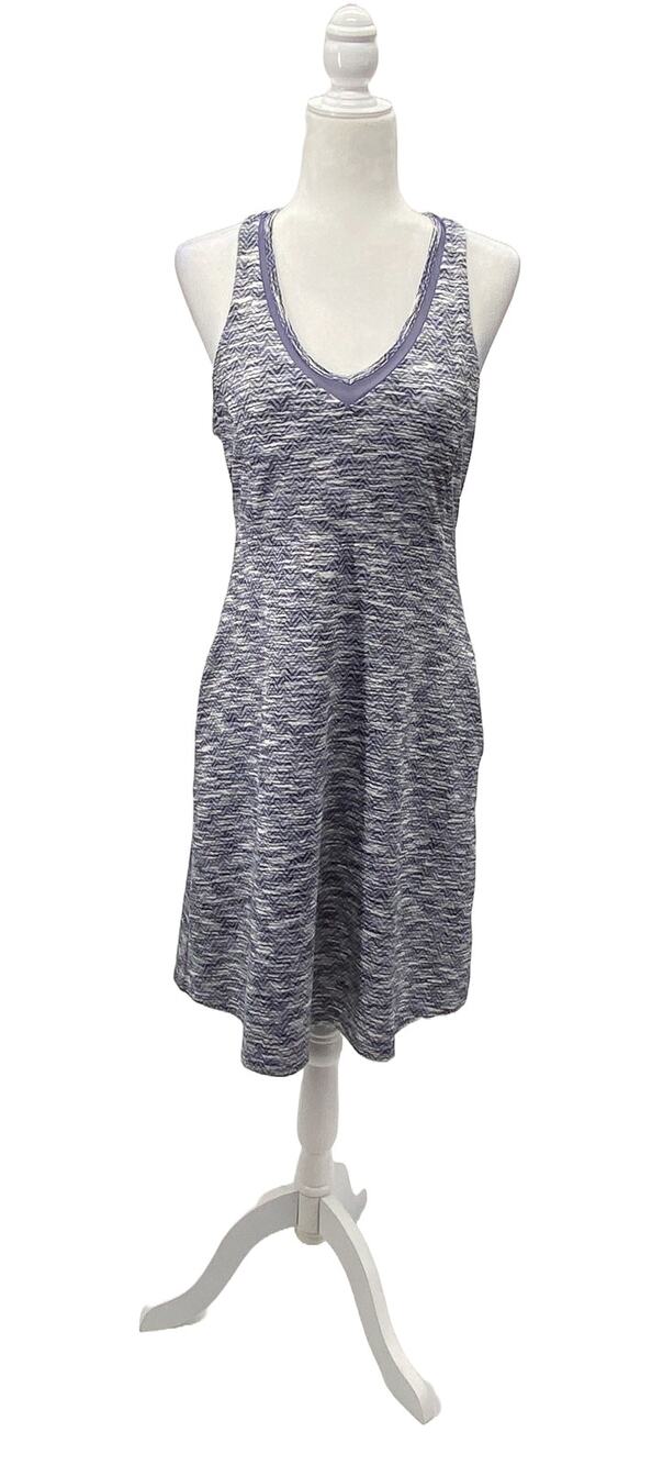 Women’s Gray Purple Athletic Travel Dress Racerback Built In Bra Pockets